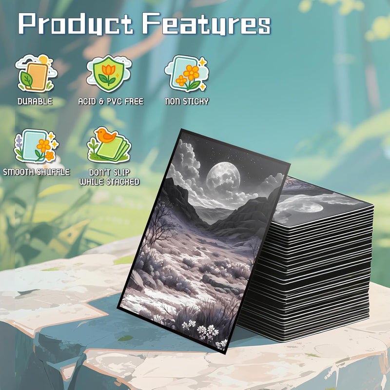 Kiiransr MTG Card Sleeves - Scrubland(White Black) - Fantasy Dual Lands Series - Ultra Clear Front & Matte Finish Back, 100 Count Standard Size TCG Art Sleeves for Magic The Gathering - Image 5